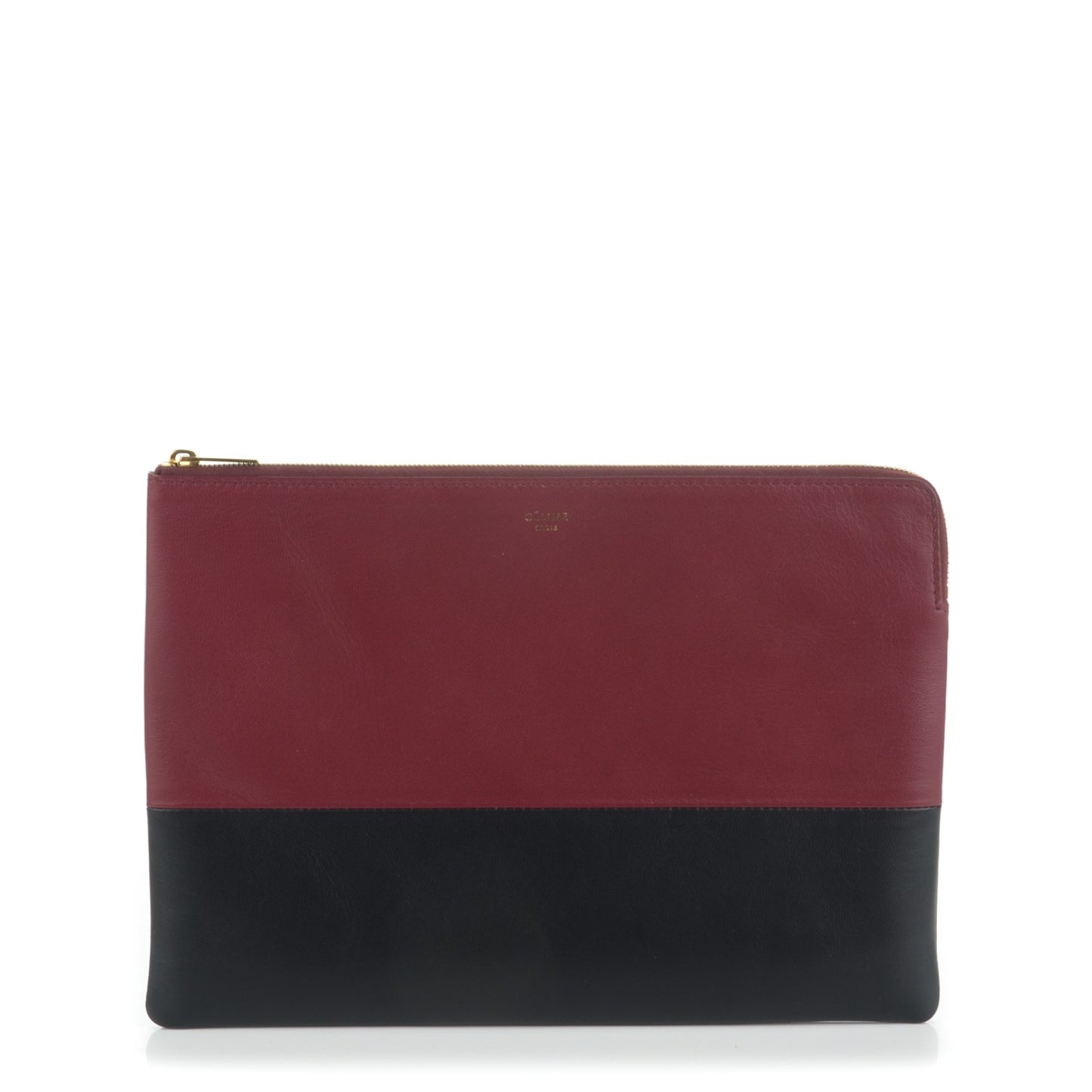 Lambskin Bi-Color Solo Clutch Pouch Light Burgundy Navy