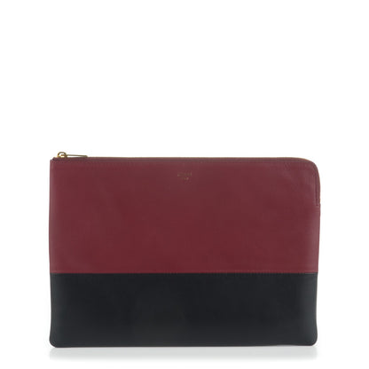 Celine Lambskin Bi-Color Solo Clutch Pouch Light Burgundy Navy 1 of 8