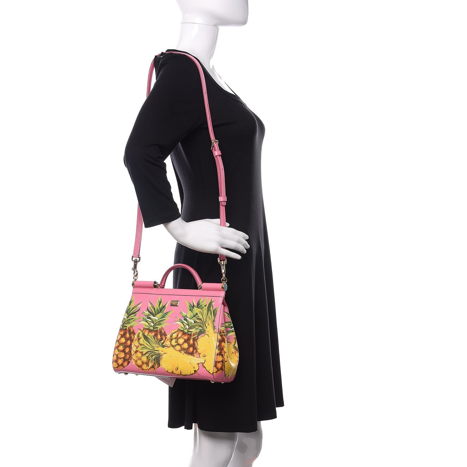 Dolce & Gabbana Dauphine Pineapple Print Small Miss Sicily Satchel Rosa 2 of 10
