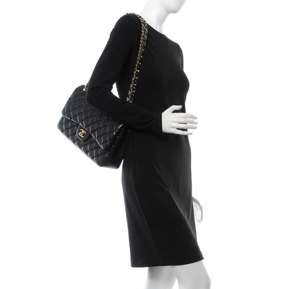Chanel Lambskin Quilted Jumbo Double Flap Black 2 of 8
