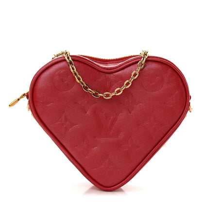 Louis Vuitton Lambskin Embossed Monogram Fall In Love Sac Coeur Heart Chain Bag Lipstick Red 1 of 9