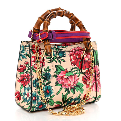 Gucci New Shangai Calfskin Floral Print Mini Diana Tote Bag Multicolor 3 of 9