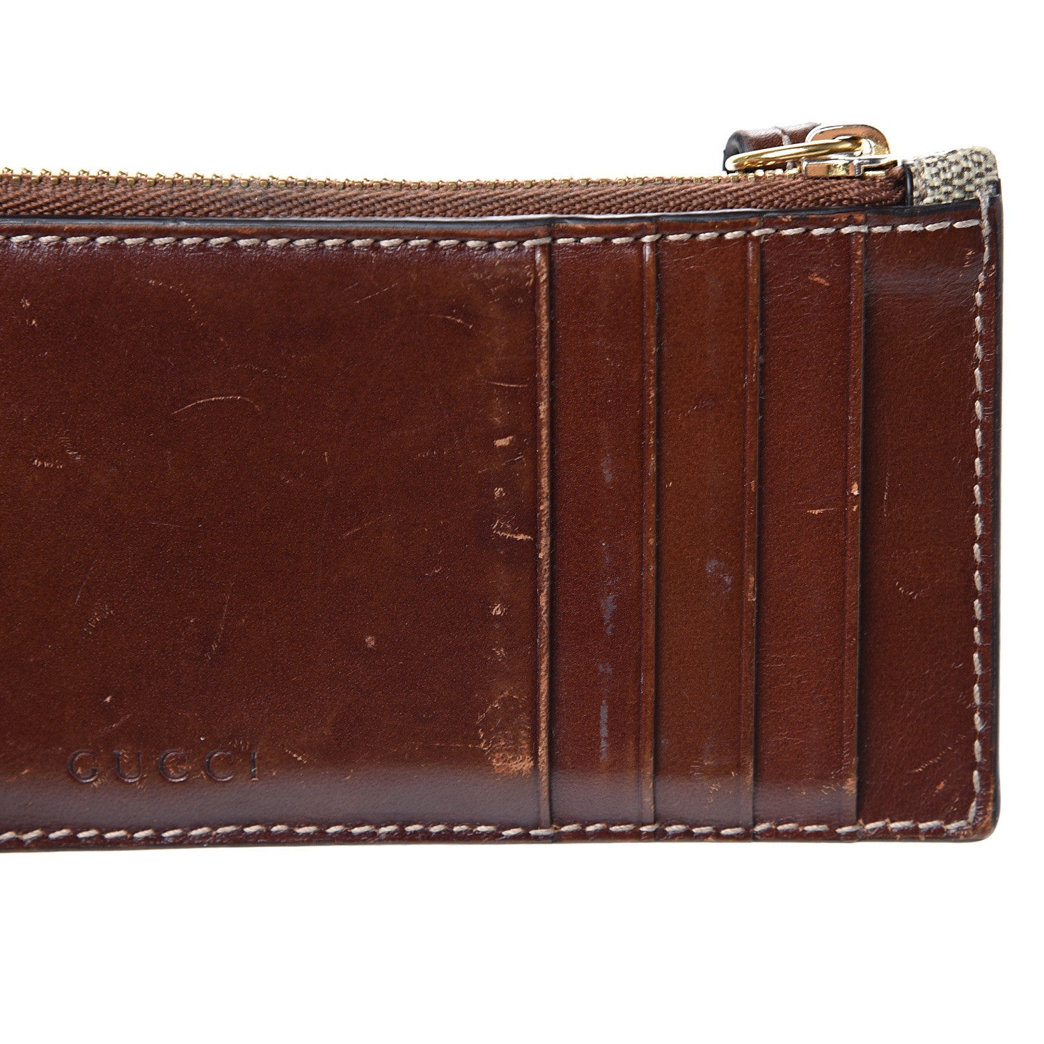 Gucci GG Supreme Monogram Coin Case Card Holder Brown 6 of 8