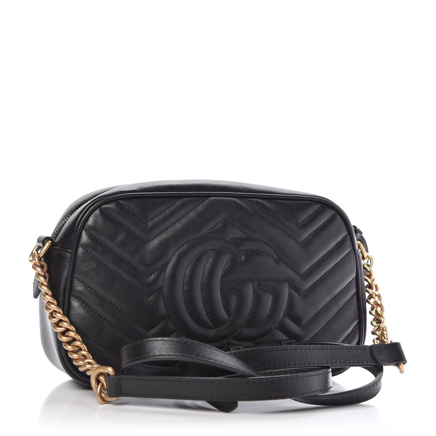 Calfskin Matelasse Small GG Marmont Chain Shoulder Bag Black