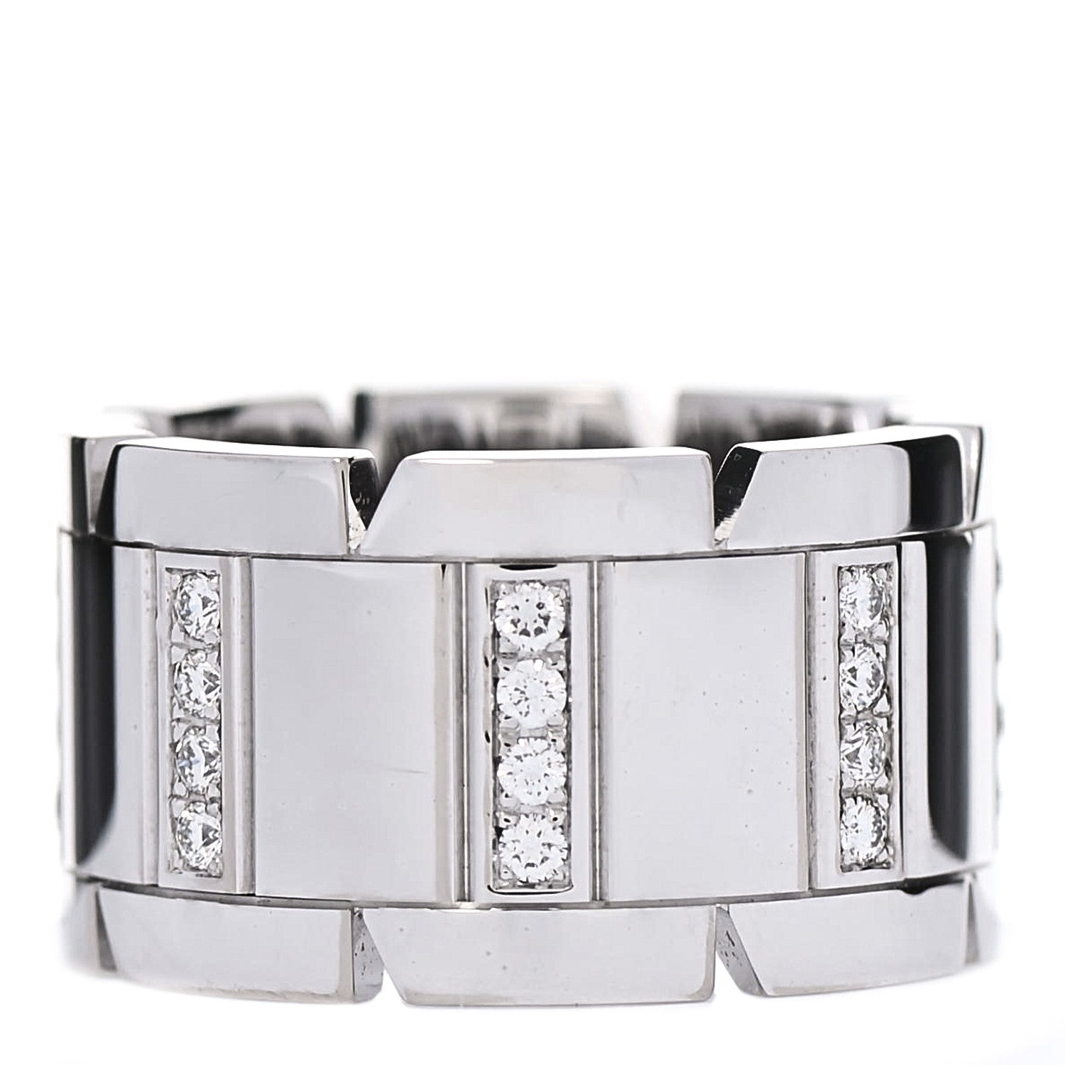 Cartier 18K White Gold Diamond 11mm Tank Francaise Ring 48 4.5 1 of 6