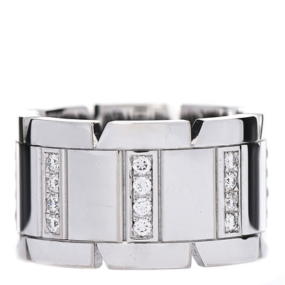 Cartier 18K White Gold Diamond 11mm Tank Francaise Ring 48 4.5 1 of 6