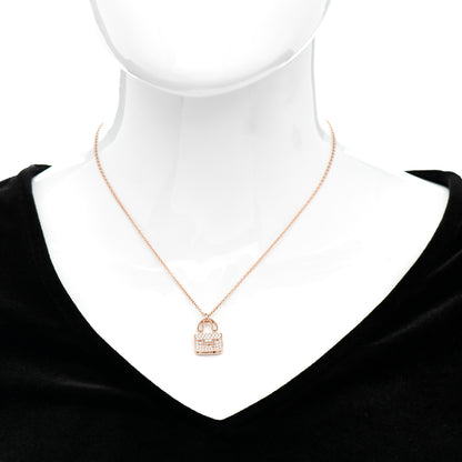 Hermes 18K Rose Gold Diamond Constance Amulettes Pendant Necklace 2 of 6