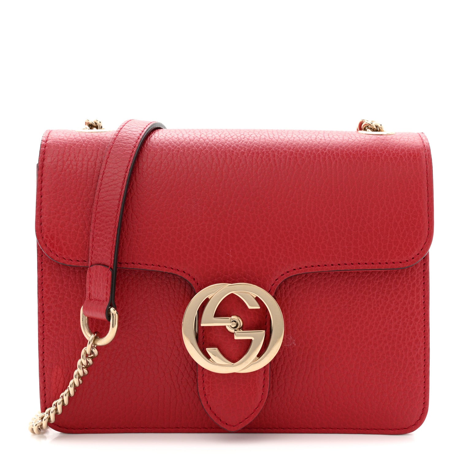 Gucci Dollar Calfskin Small Interlocking G Shoulder Bag Red 1 of 13