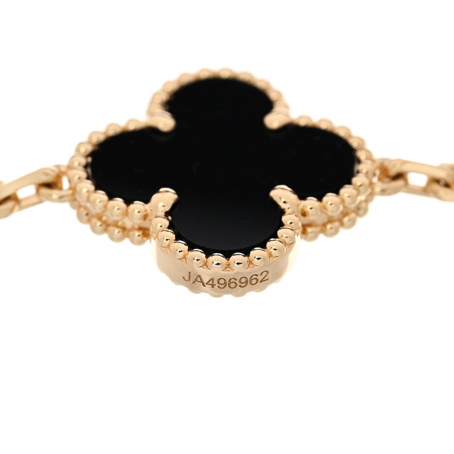18K Yellow Gold Black Onyx 5 Motifs Vintage Alhambra Bracelet