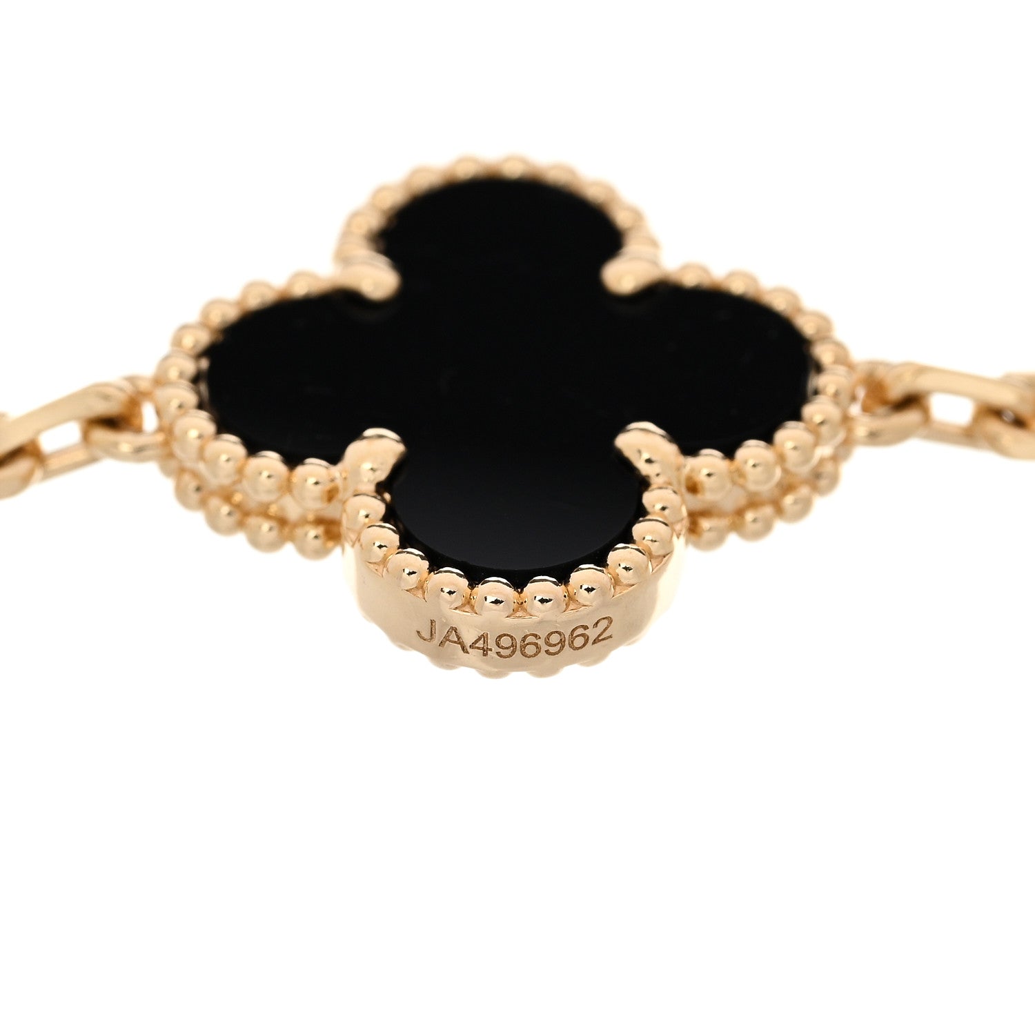 Van Cleef & Arpels 18K Yellow Gold Black Onyx 5 Motifs Vintage Alhambra Bracelet 4 of 4