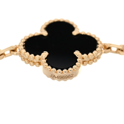 Van Cleef & Arpels 18K Yellow Gold Black Onyx 5 Motifs Vintage Alhambra Bracelet 4 of 4