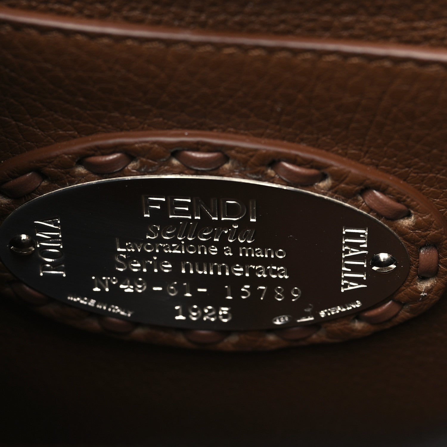 Fendi Cuoio Roma Sellerissima Nappa Sintetica Tape Stitch Small Peekaboo I SEE U Satchel Fettuccia 6 of 10