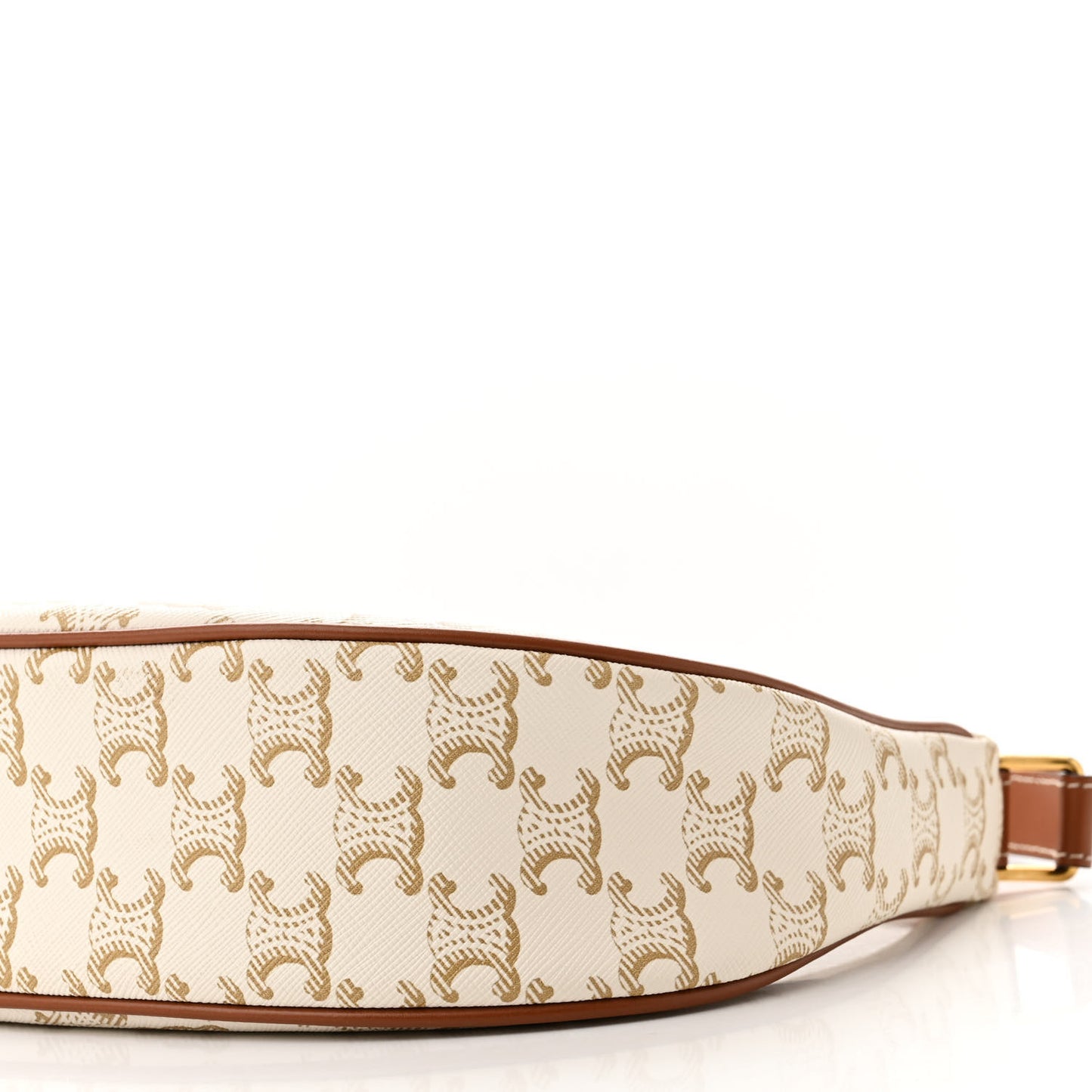 Canvas Calfskin Ava Triomphe Shoulder Bag White