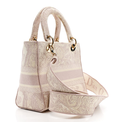 Christian Dior Canvas Toile De Jouy Reverse Embroidered Medium Lady D-Lite Rose 3 of 10