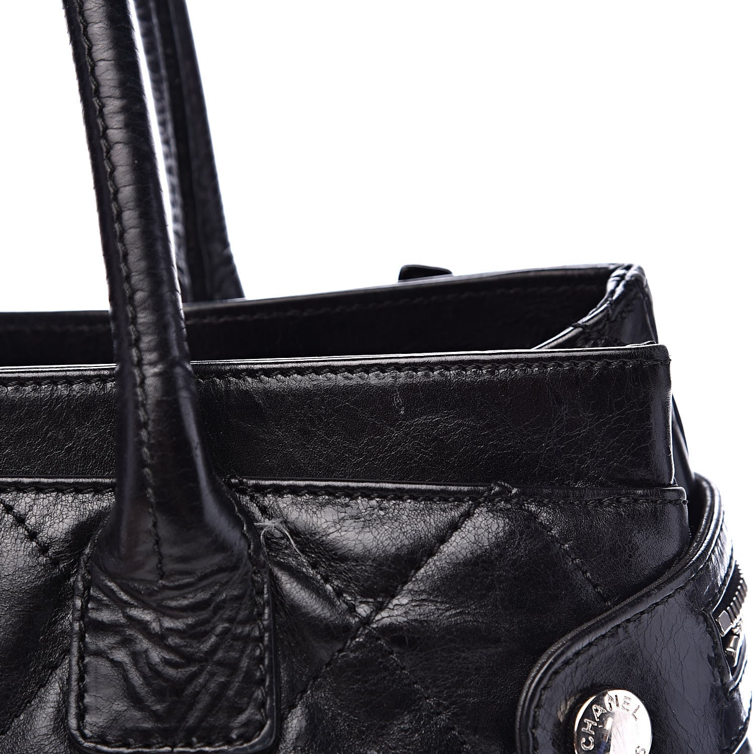Chanel Glazed Calfskin Quilted Large New Portobello Tote Black 12 of 13