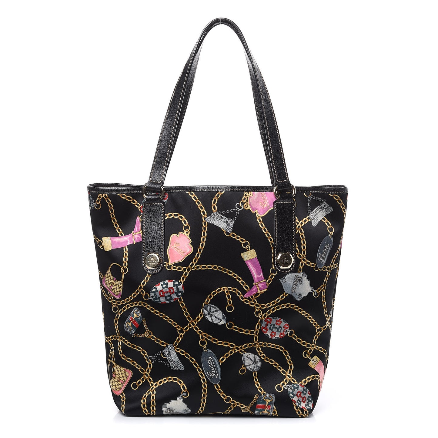 Satin Charmy Tote Black Multicolor