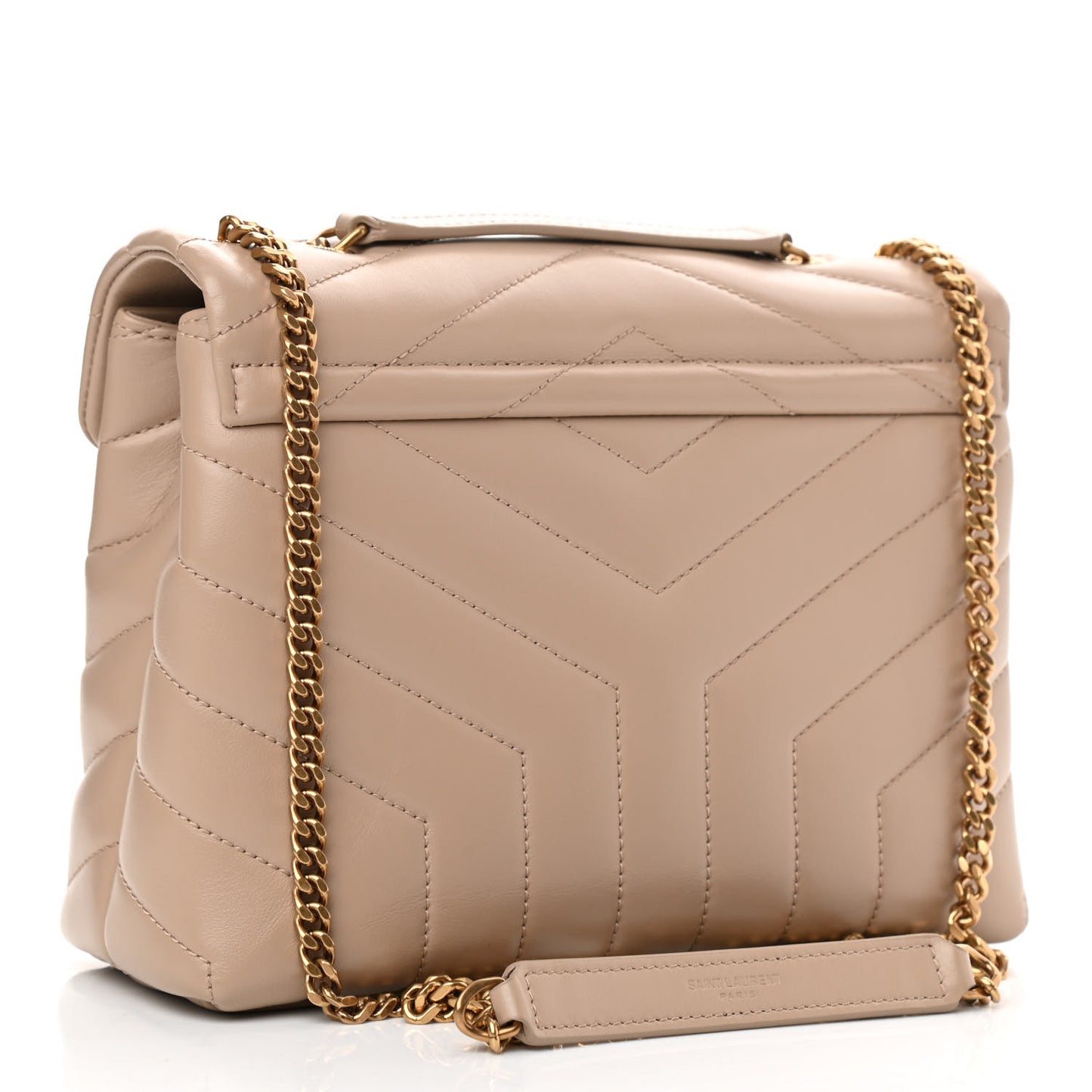 Calfskin Y Quilted Monogram Small Loulou Chain Satchel Dark Beige
