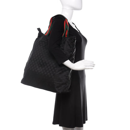 Gucci Nylon Monogram Large Web Handle Vertical Tote Black 2 of 12