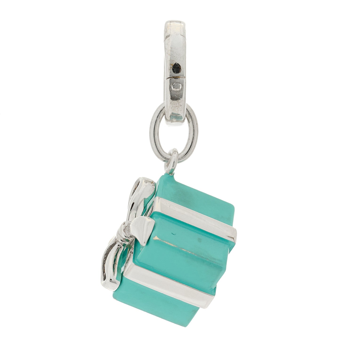 Tiffany Sterling Silver Enamel Gift Box Charm Blue 3 of 5