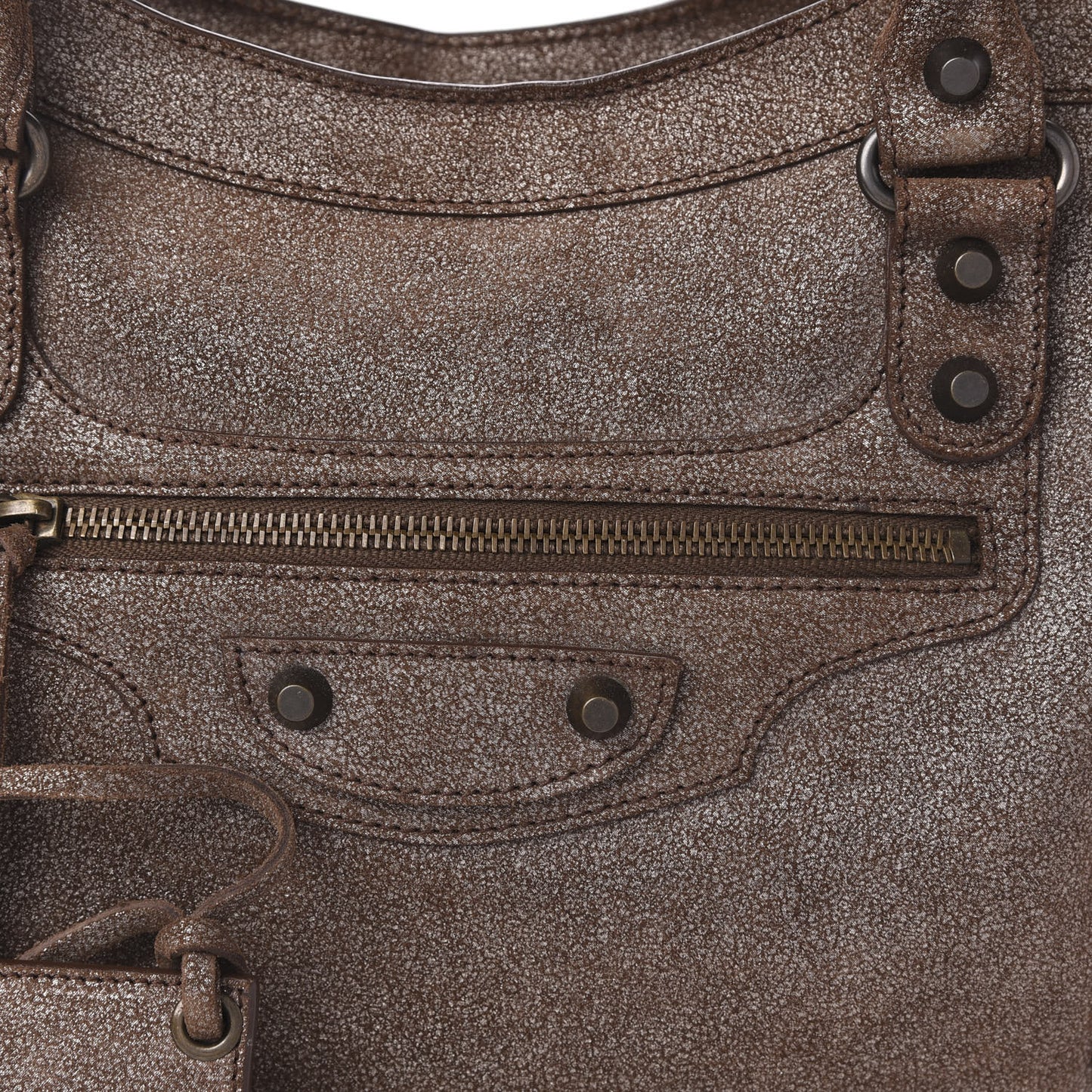 Metallic Craquele Calfskin Classic Hardware City Bronze