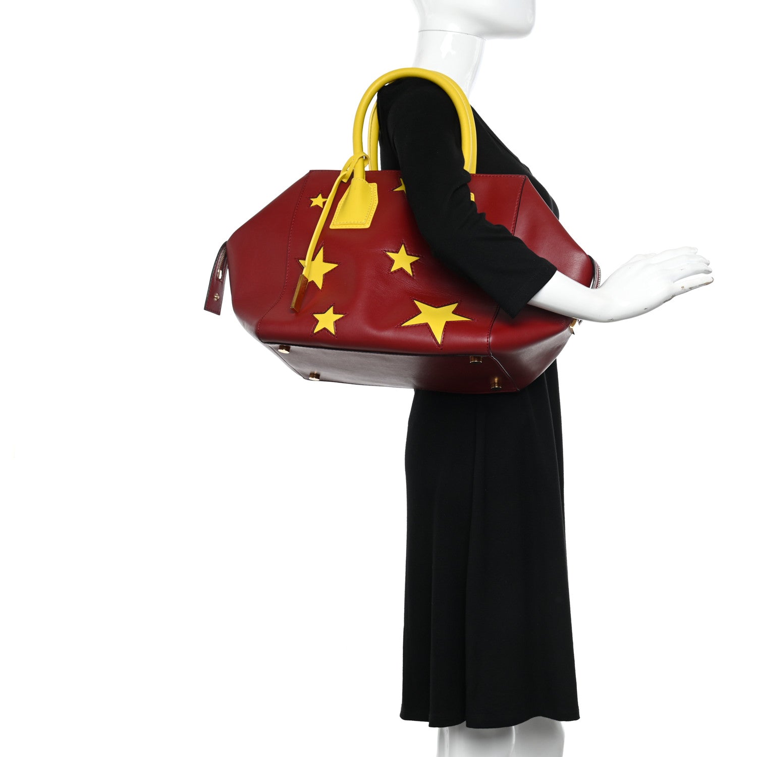 Stella McCartney Eco Alter Nappa Star Embossed Cavendish Boston Bordeaux Yellow 3 of 13