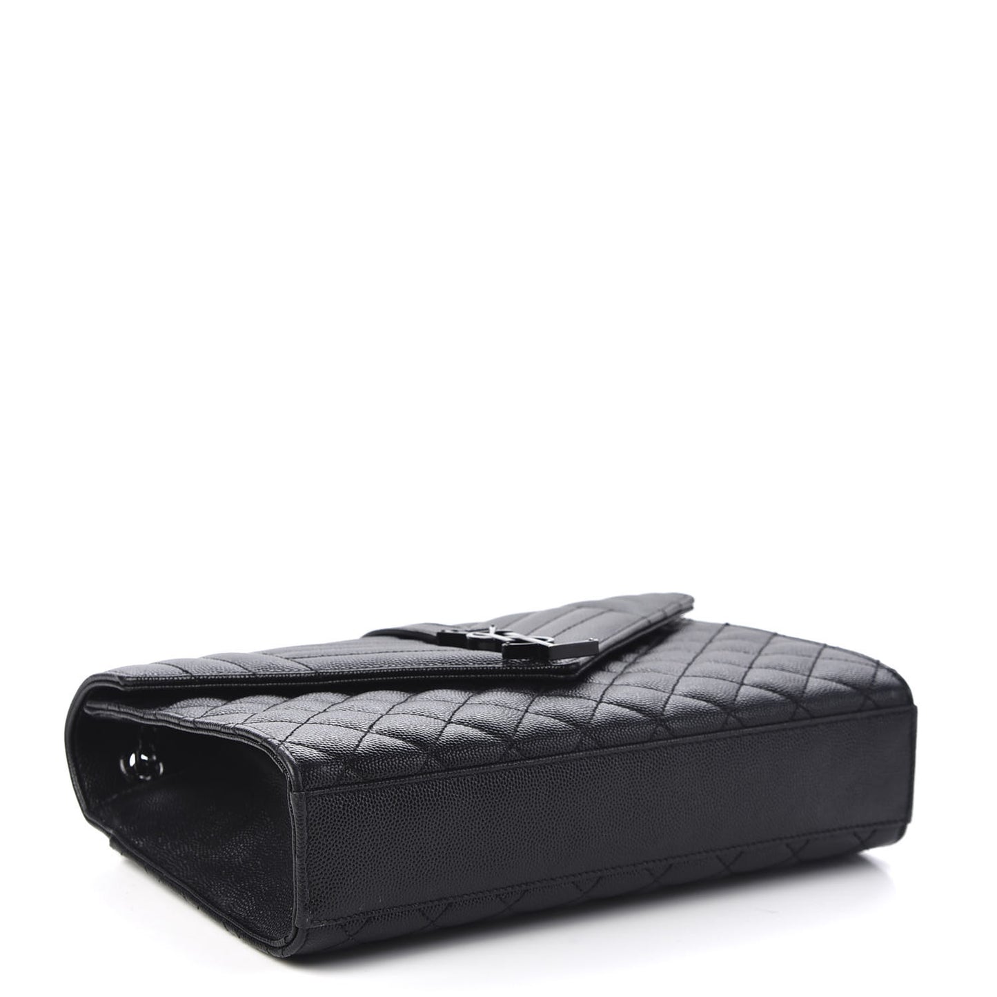 Grain De Poudre Textured Mixed Matelasse Triquilt Medium Monogram Satchel Black