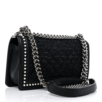 Chanel Calfskin Pearl Tweed Medium Boy Flap Black 3 of 9