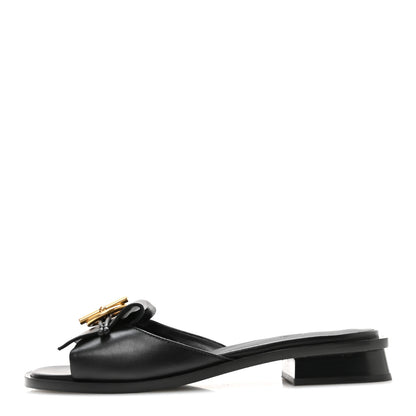 Hermes Calfskin Womens Isle Sandals 39 Black 1 of 9