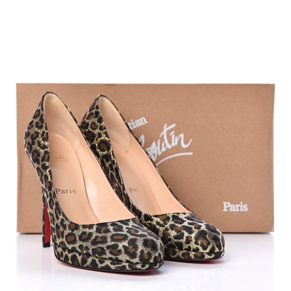 Christian Louboutin Jacquard Leopard Giaguaro New Simple 120 Pumps 38.5 Marrone Oro 2 9 of 9
