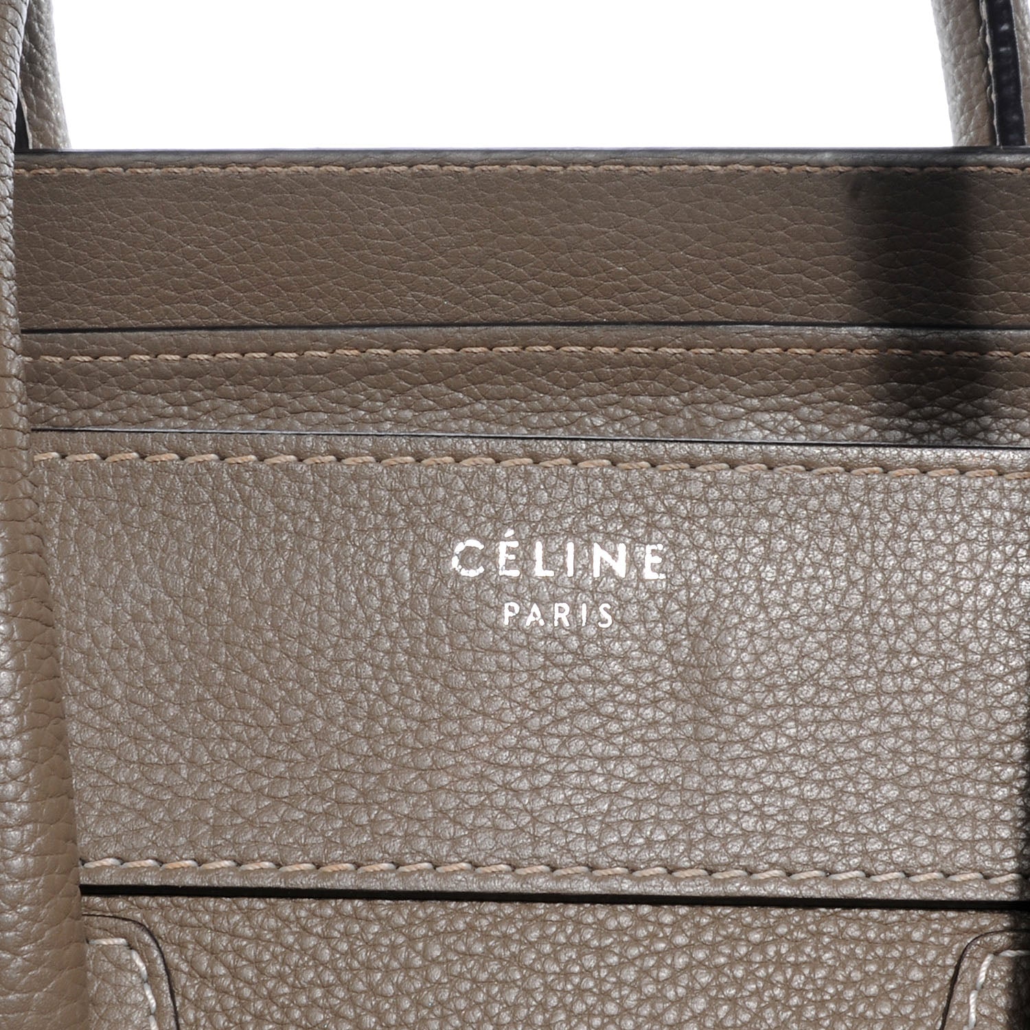 Celine Drummed Calfskin Mini Luggage Bag Souris 9 of 10