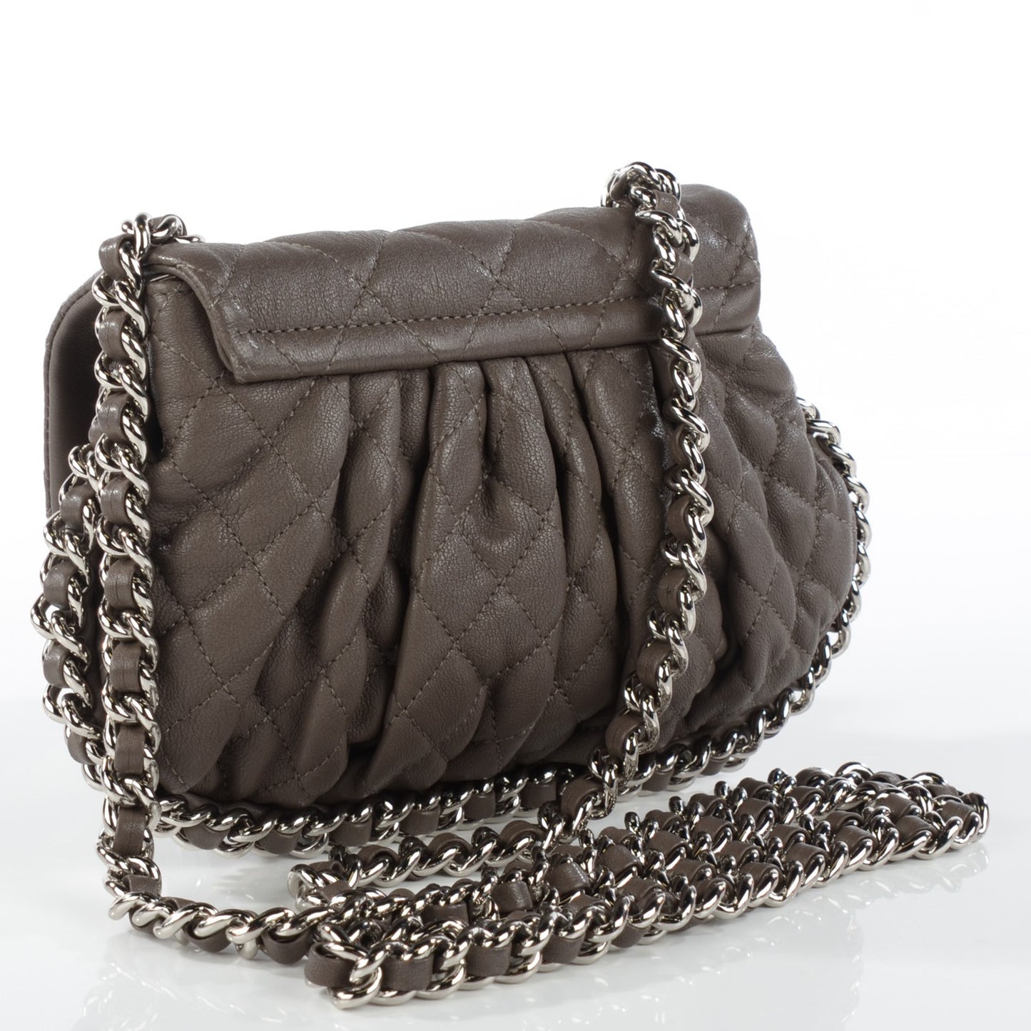 Washed Lambskin Quilted Mini Chain Around Messenger Grey