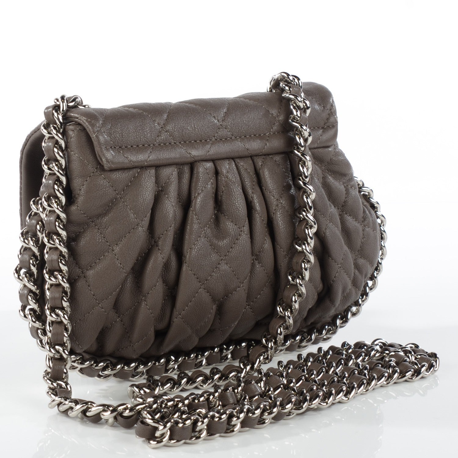 Chanel Washed Lambskin Quilted Mini Chain Around Messenger Grey 3 of 7