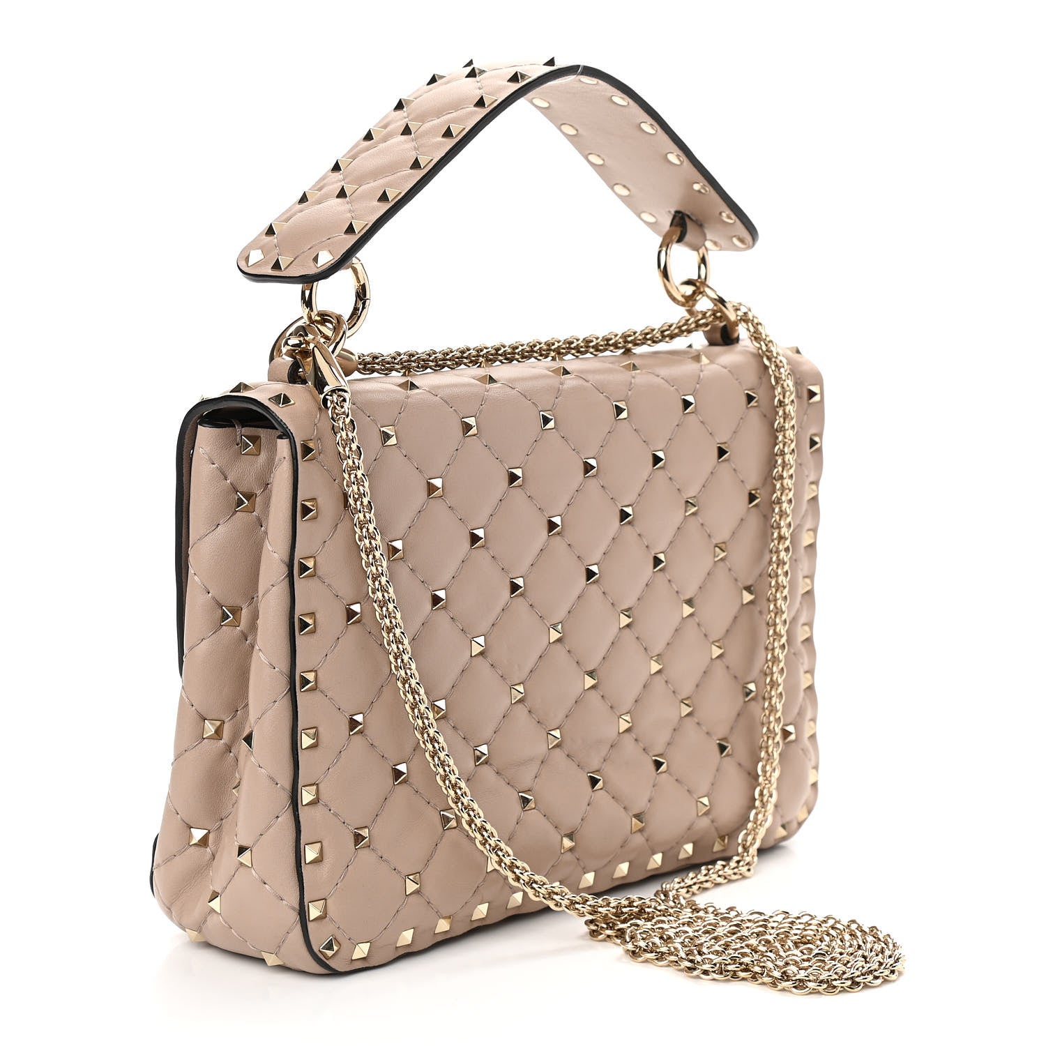 Valentino Garavani Lambskin Medium Rockstud Spike Shoulder Bag Poudre 3 of 9