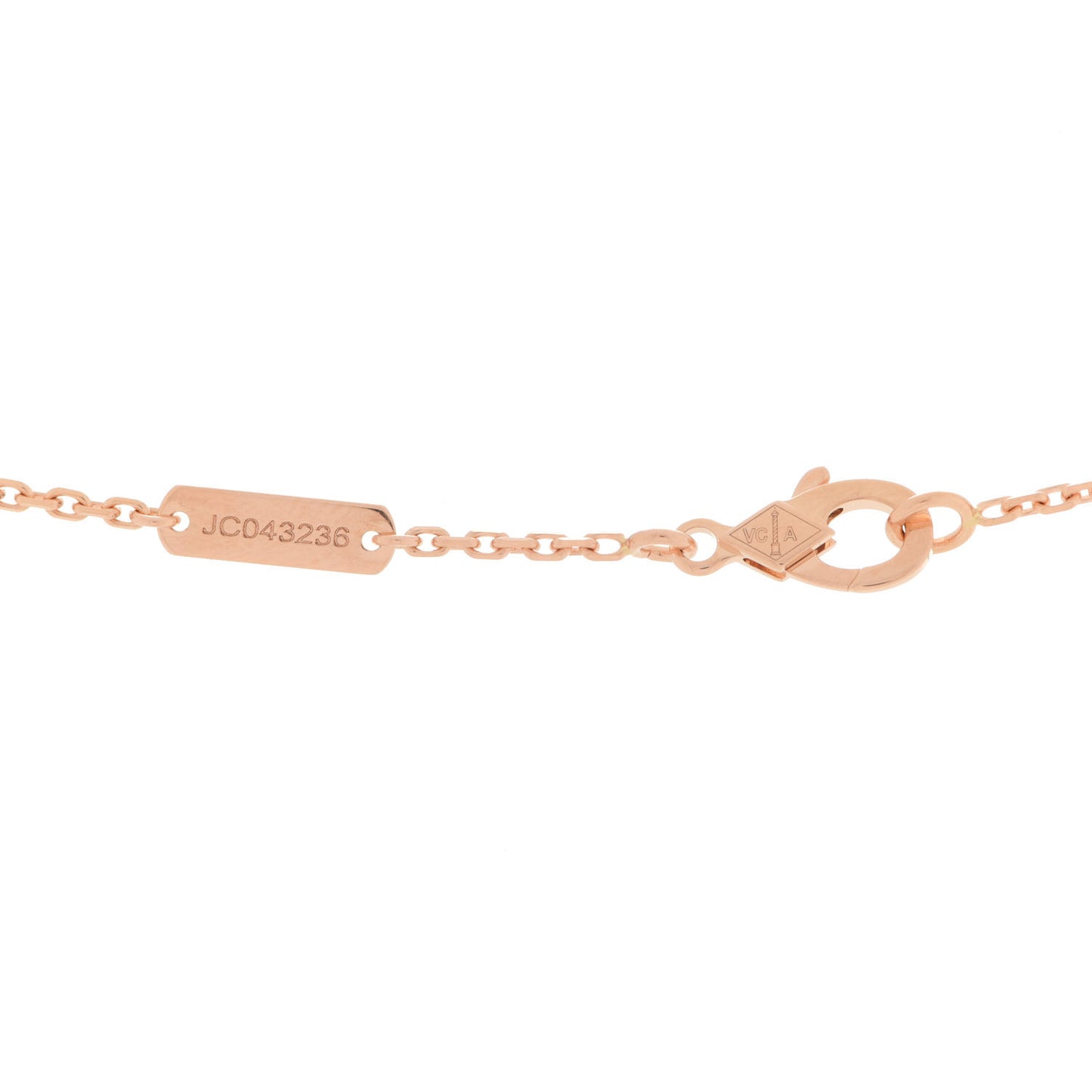 18K Rose Gold Diamond Rhodonite Vintage Alhambra Pendant Necklace