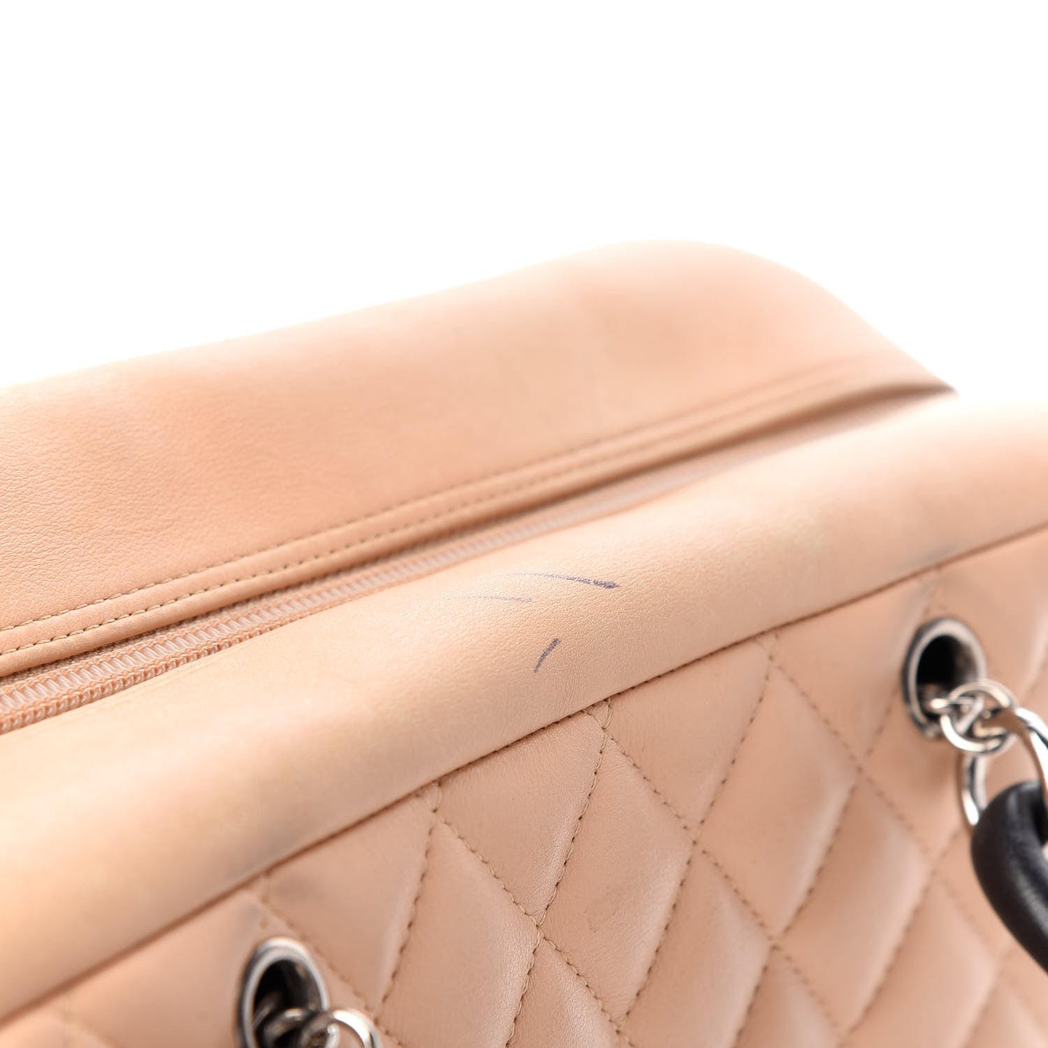 Chanel Calfskin Quilted Large Cambon Bowler Beige Black 11 of 12