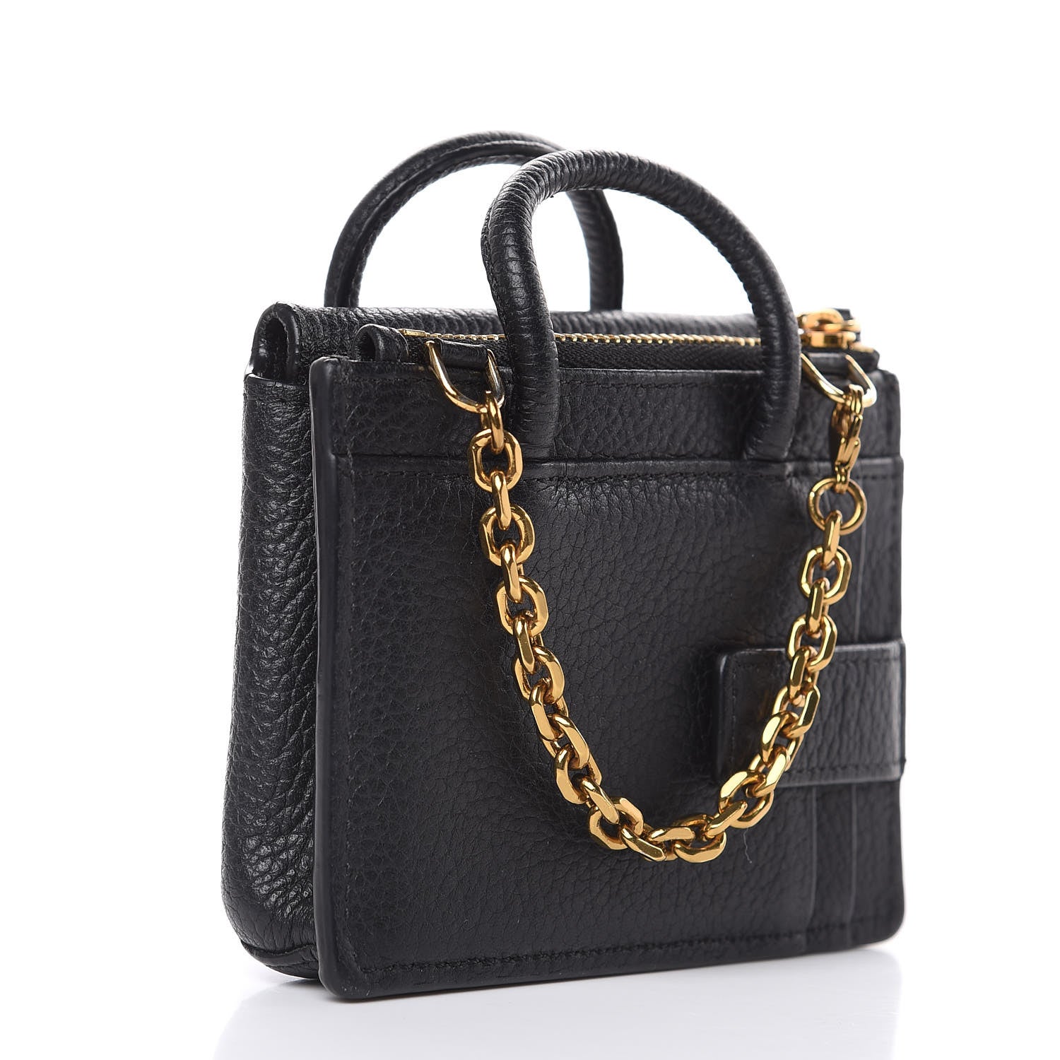 MCM Grained Calfskin Mini Milla Handbag Card Case Black 3 of 7