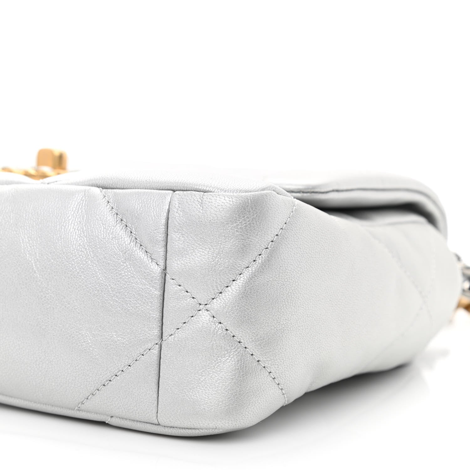 Chanel Metallic Goatskin Quilted Medium Chanel 19 Flap Silver 10 of 11