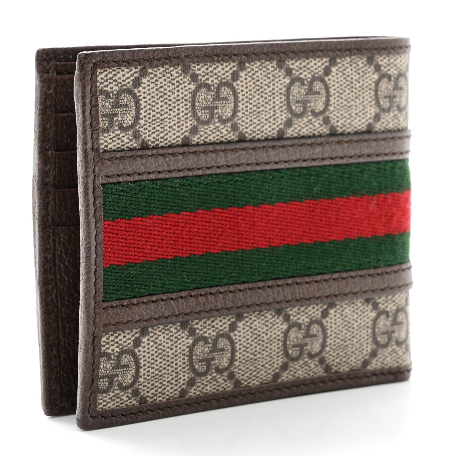 Gucci GG Supreme Monogram Web Mens Ophidia Bi-Fold Coin Wallet Beige New Acero 3 of 8