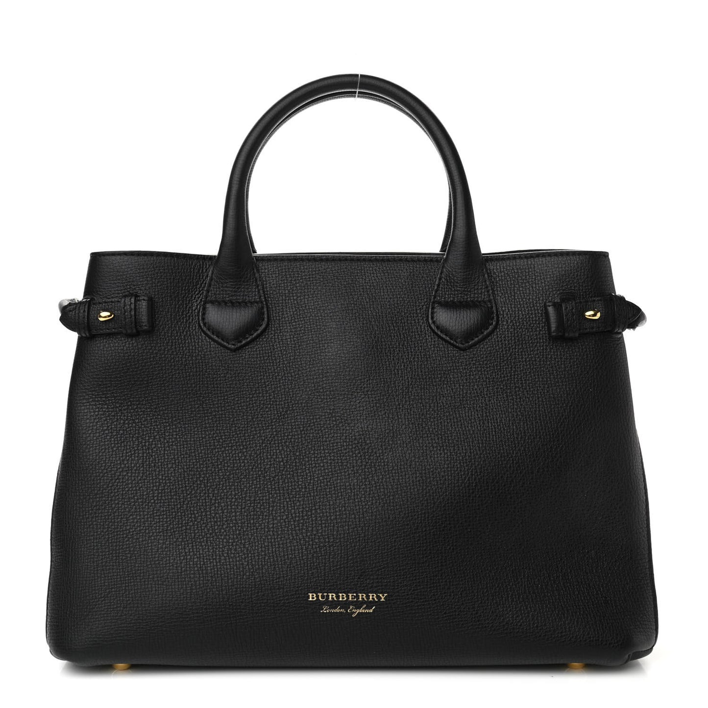 Grainy Calfskin House Check Medium Banner Tote Black