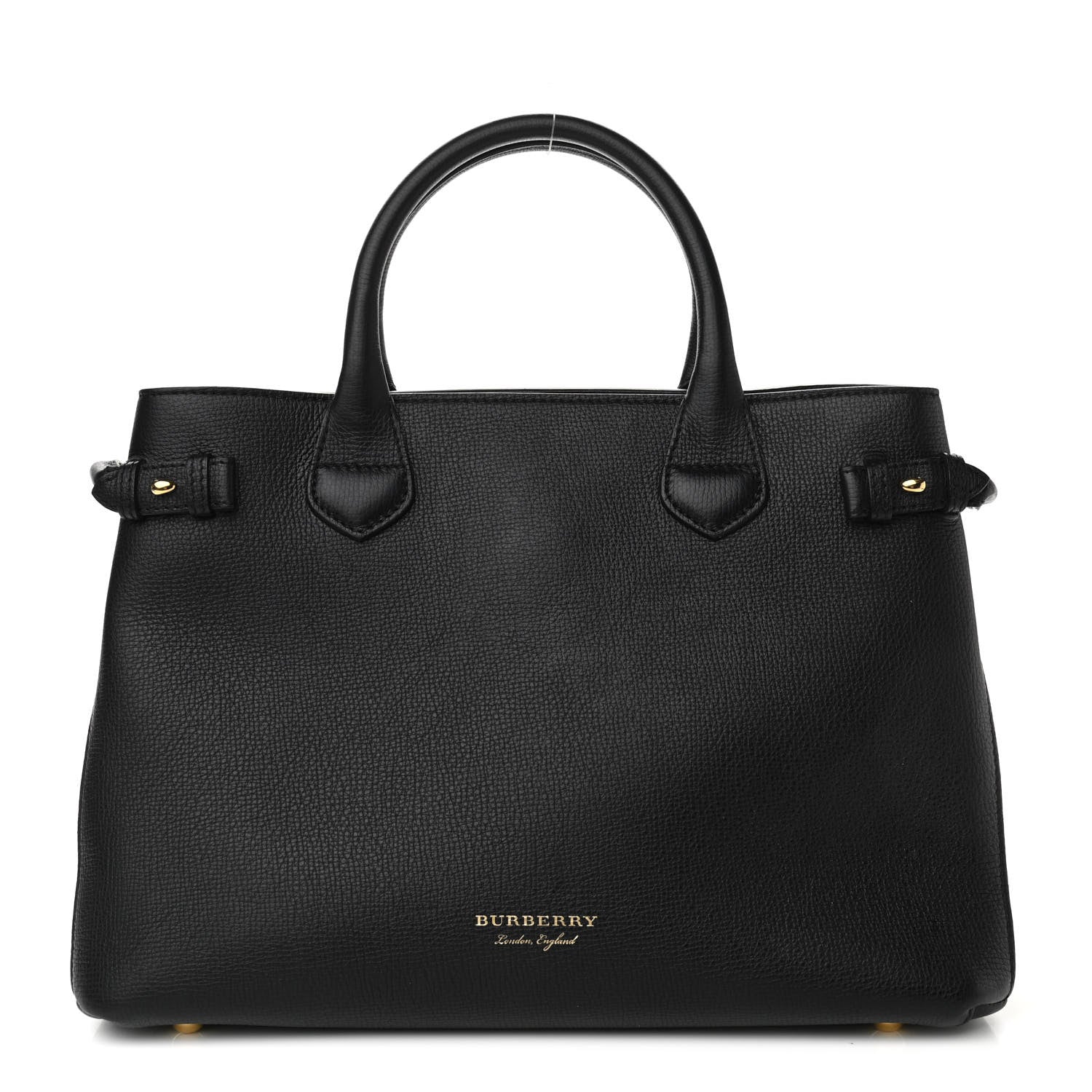 Burberry Grainy Calfskin House Check Medium Banner Tote Black 1 of 11