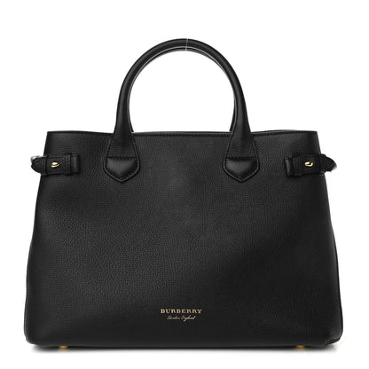 Burberry Grainy Calfskin House Check Medium Banner Tote Black 1 of 11