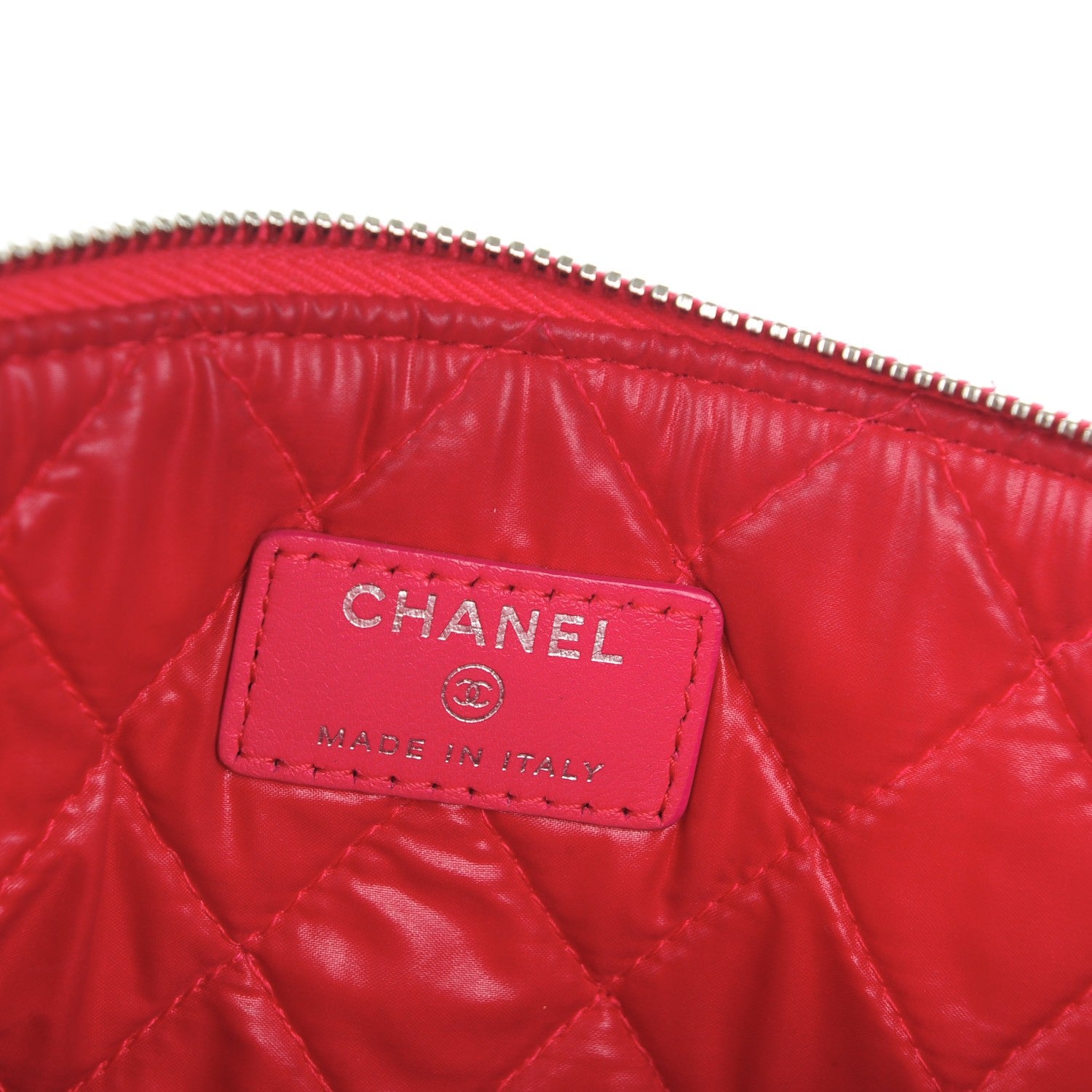 Chanel Patent Calfskin Quilted Valentine Hearts Medium O Cosmetic Case Dark Pink 7 of 8