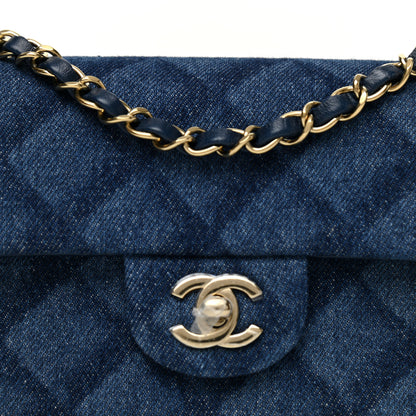 Chanel Printed Denim Quilted Mini Rectangular Flap Dark Blue 8 of 10