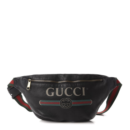 Gucci Grained Calfskin Logo Belt Bag Black 1 of 14