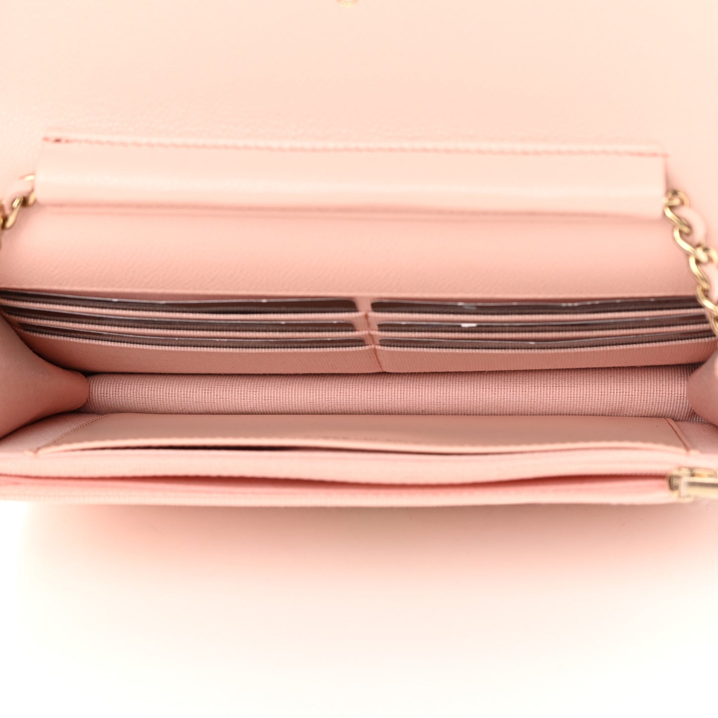 Caviar Quilted Wallet on Chain WOC Light Pink