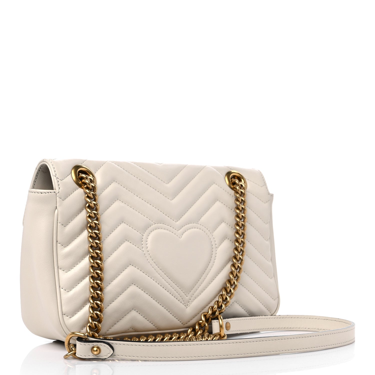 Gucci Calfskin Matelasse Small GG Marmont Shoulder Bag White 2 of 11