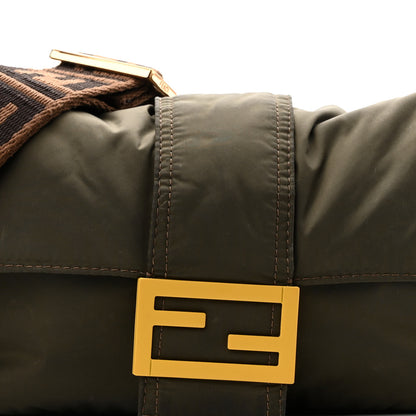 Fendi Nylon Dolmias Vitello Grace FF Puffer Belt Baguette Bag Military Brown Tortora 8 of 10