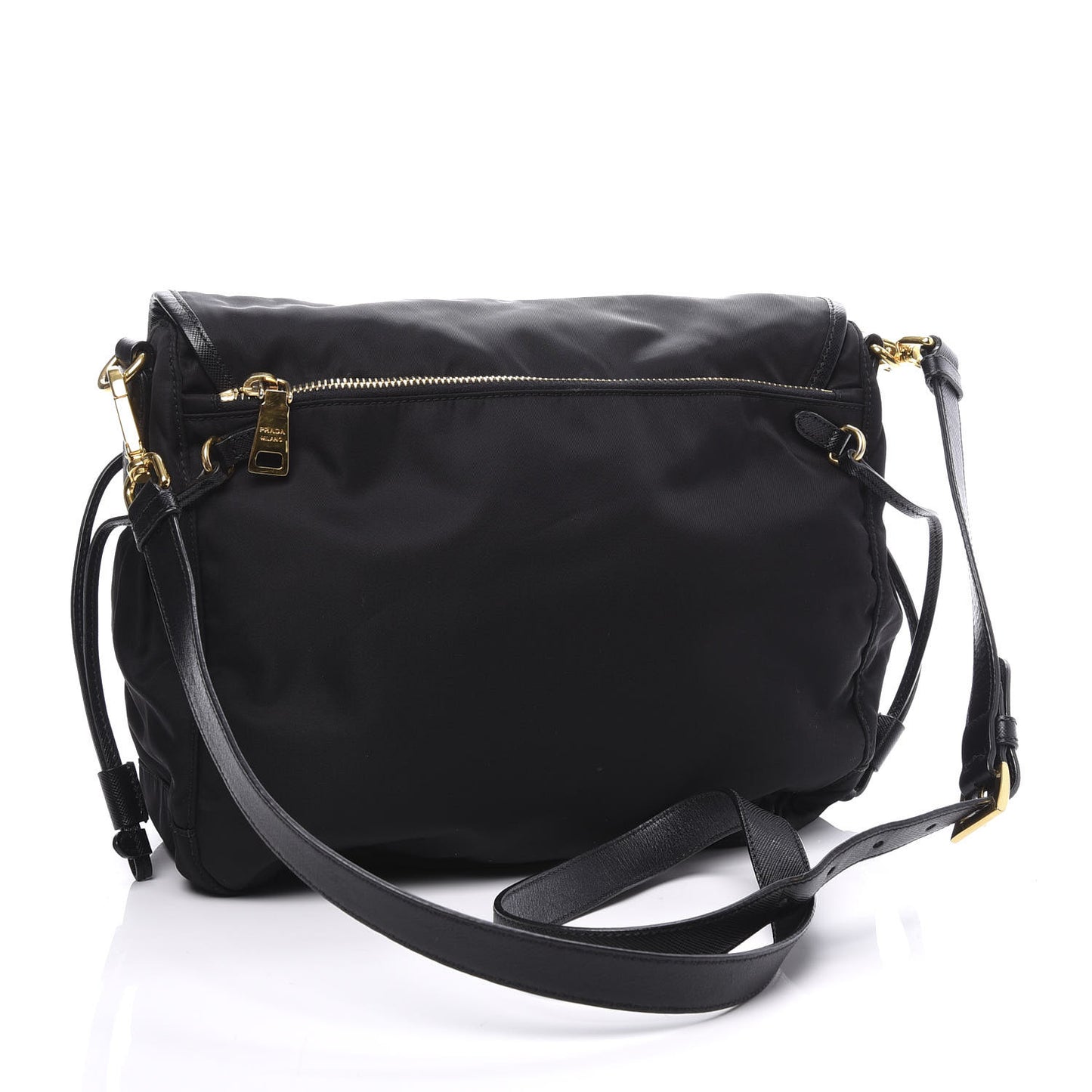 Tessuto Nylon Saffiano Logo Messenger Bag Black
