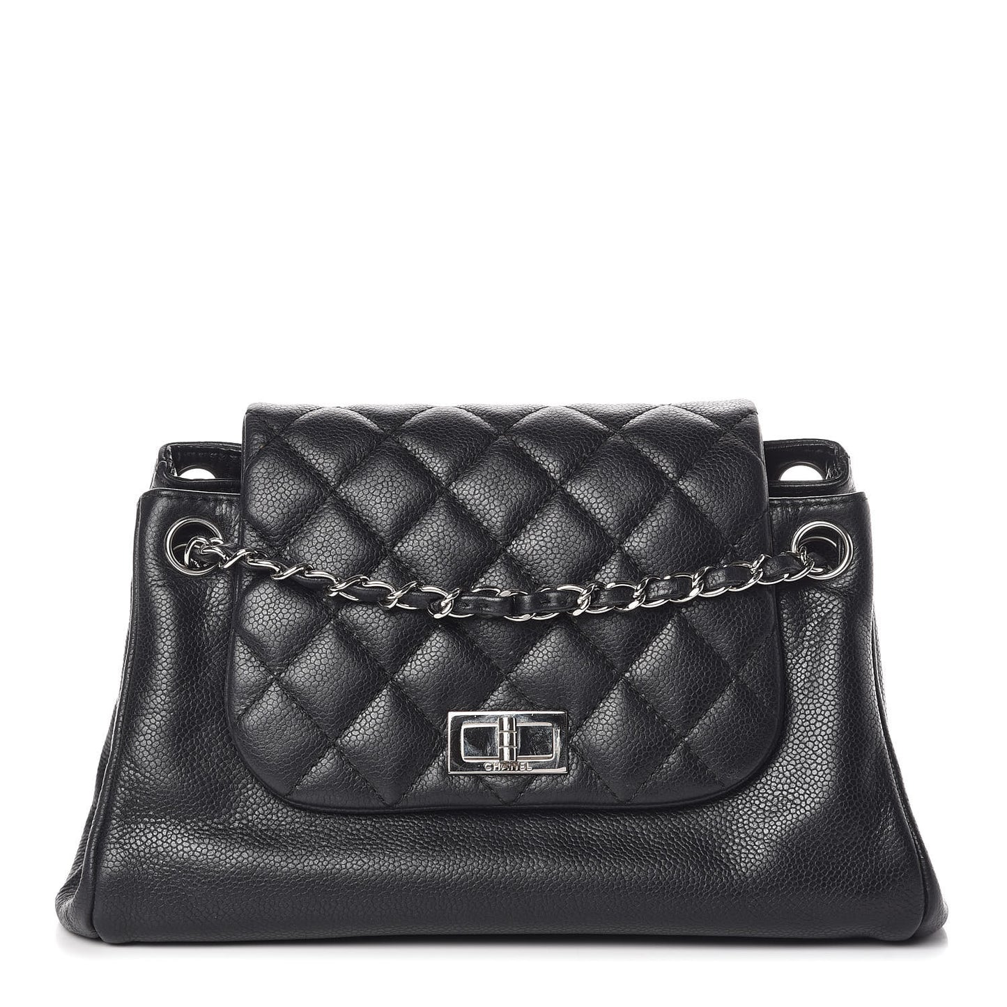 Caviar Quilted Accordion Mademoiselle Flap Black