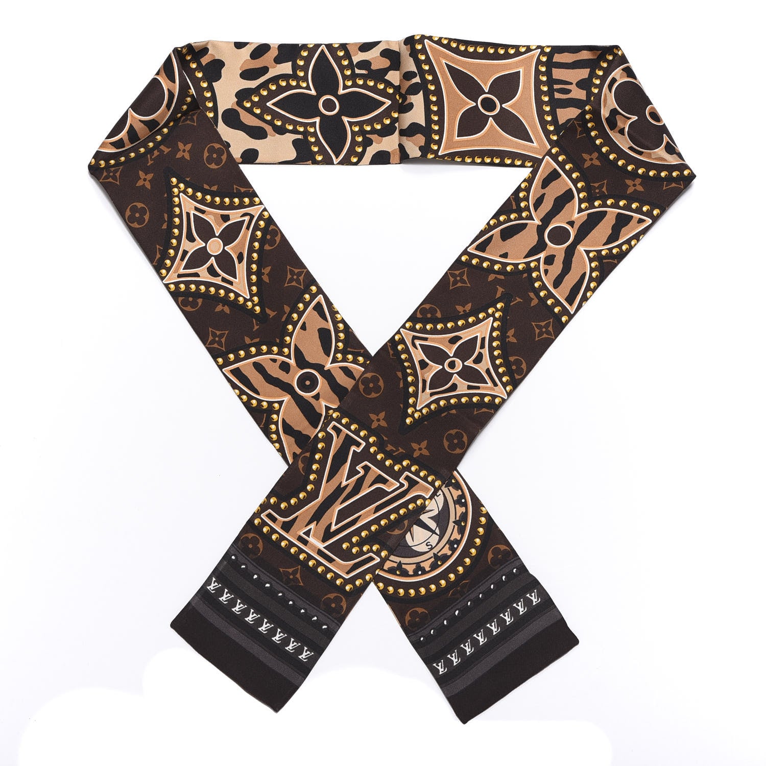 Louis Vuitton Silk Monogram LV World Bandeau Brown 1 of 3